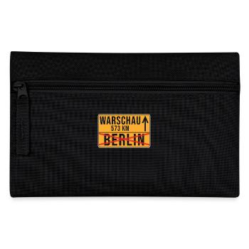 Warschau Berlin Umzug Ortschild - Federtasche - Schwarz - Vorne