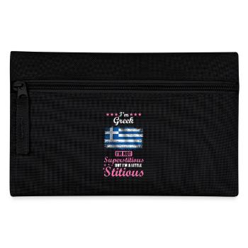 Greek Woman Superstitious Stitious - Pencil Case - black - Front