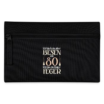 Alter Besen Flotter Feger 80 Jahre 80. Geburtstag - Federtasche - Schwarz - Vorne