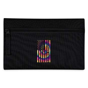 USA Flag 4th July Hippie - Pencil Case - black - Front