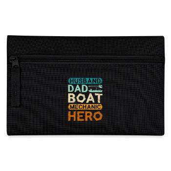 Husband dad boat mechanic hero - Pencil Case - black - Front