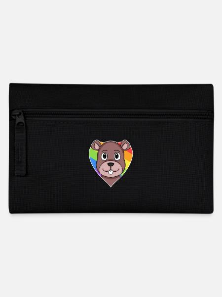 LGBT Animal Beaver Rainbow Heart - Pencil Case - black