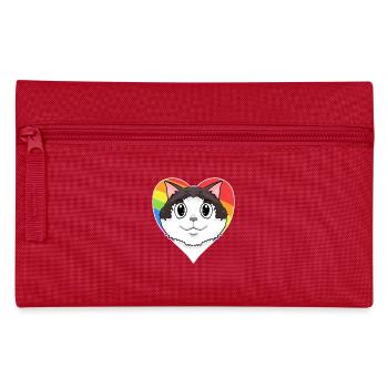 Ragdoll Katze - Regenbogen Herz - Federtasche - Rot - Vorne