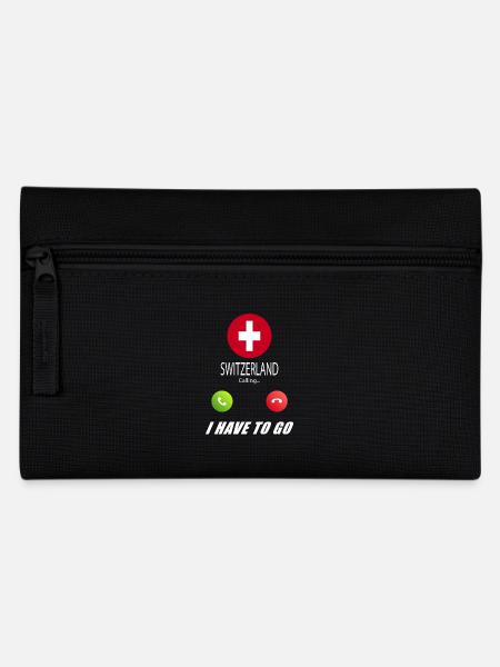 Schweiz ruft an Lusiger Flaggen Spruch - Federtasche - Schwarz