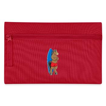 Pferd Surfen Surfbrett Sommer - Federtasche - Rot - Vorne
