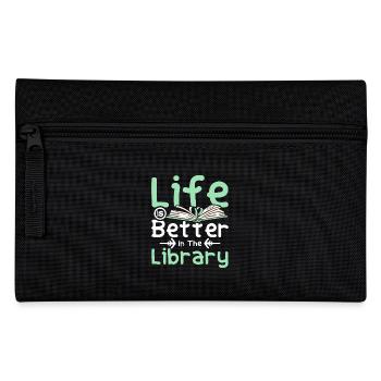 Life is better in the Library - Federtasche - Schwarz - Vorne