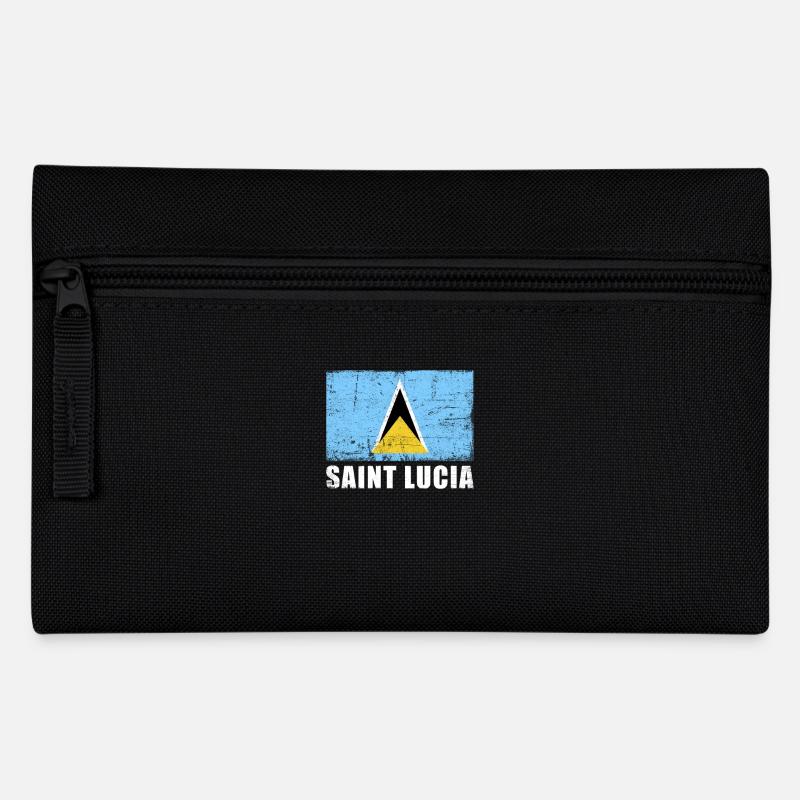 Saint Lucia Flag Grunge Saint Lucia Flag - Pencil Case - black