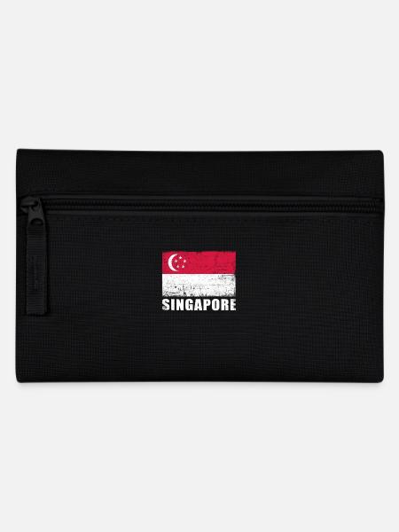 Drapeau de Singapour Grunge Drapeau de Singapour - Trousse - noir