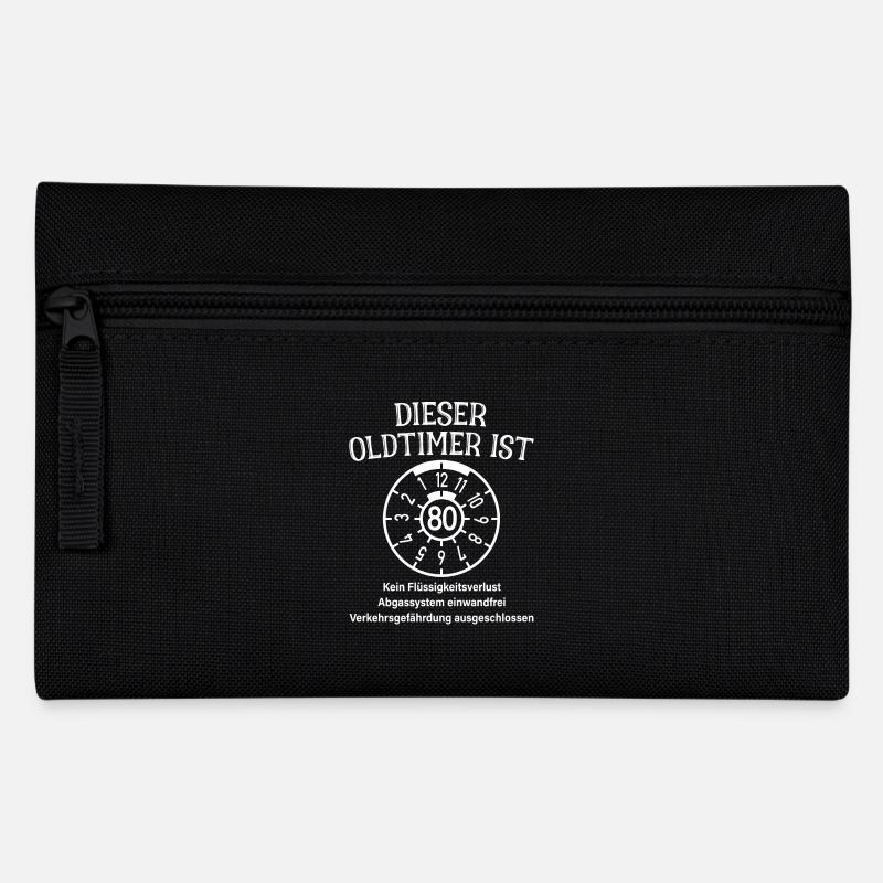 Oldtimer Ist 80 Jahre HU Plakette 80. Geburtstag - Federtasche - Schwarz