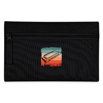 Retro Mundharmonika Spieler Silhouette - Federtasche - Schwarz - Vorne
