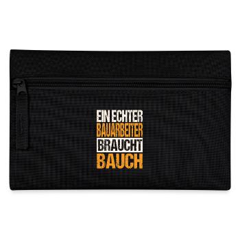 Ein Echter Bauarbeiter braucht Bauch - Federtasche - Schwarz - Vorne