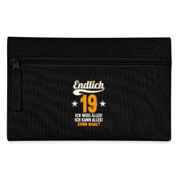 19 Jahre ich weiß kann alles Äh mama 19 Geburtstag - Federtasche - Schwarz - Vorne