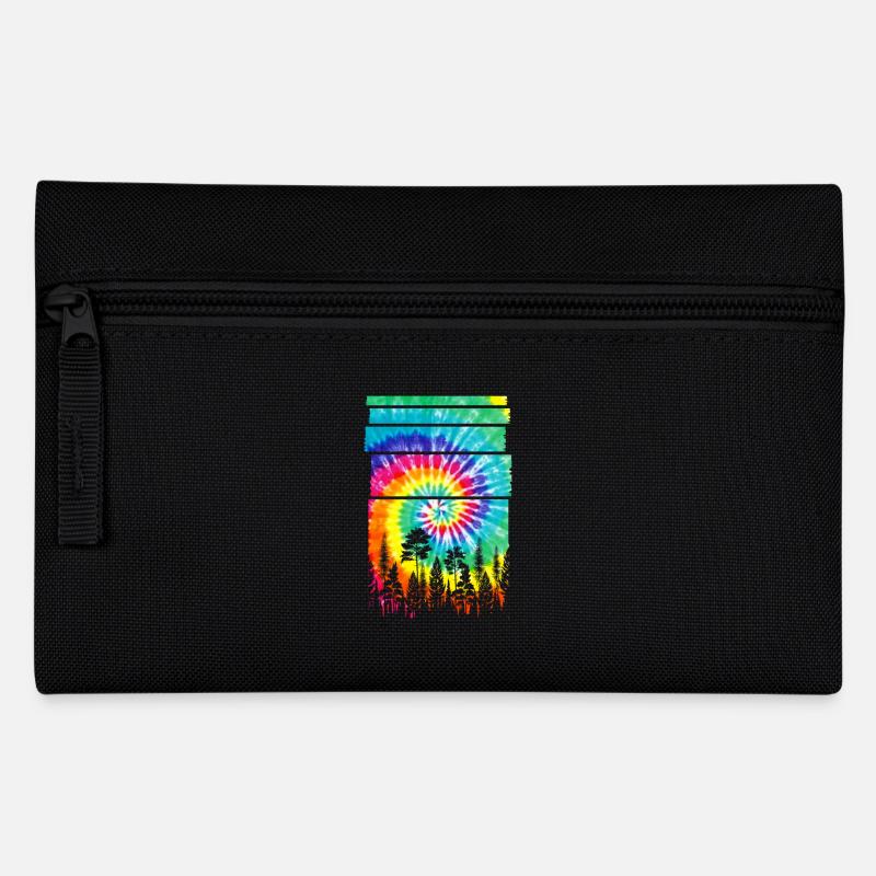 Wald Hippie Batik Natur Bäume Wald - Federtasche - Schwarz