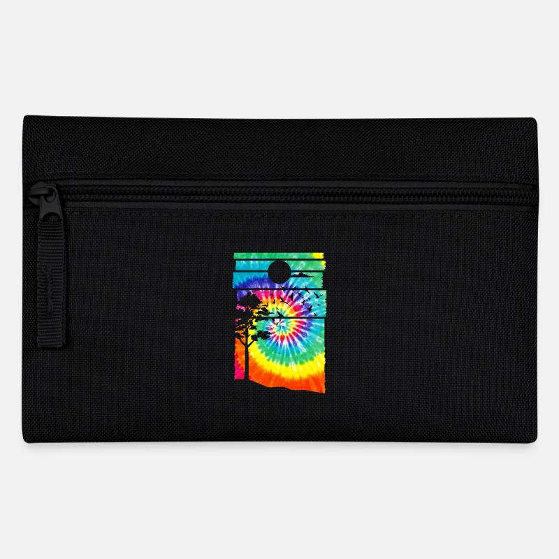 Wald Hippie Batik Natur Bäume Wald - Federtasche - Schwarz