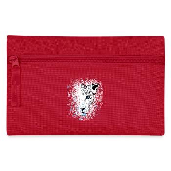 Snow Leopard Blue Eyes Cool - Pencil Case - red - Front