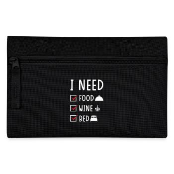 Essen Wein Bett - Federtasche - Schwarz - Vorne