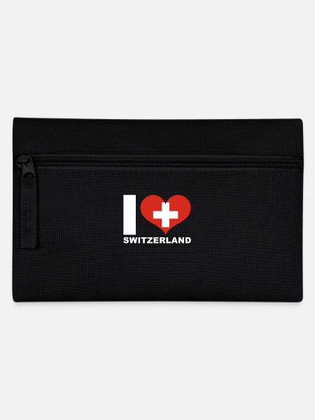 Ich liebe Schweiz Herz Flagge Schweiz - Federtasche - Schwarz