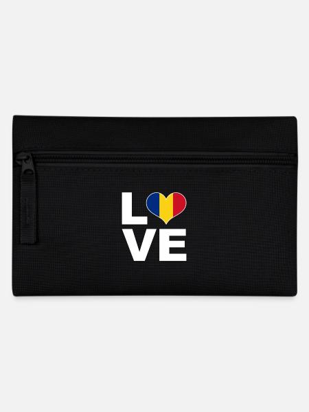 I love Romania heart flag Romania - Pencil Case - black