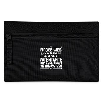 Finger weg Ich habe verrückte Patentante Patin - Federtasche - Schwarz - Vorne