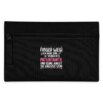 Finger weg Ich habe verrückte Patentante Patin - Federtasche - Schwarz - Vorne
