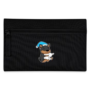 Chien Nain Pinscher avec oreiller et bonnet de couchage - Trousse - noir - Devant