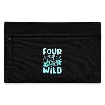 4th birthday four ever wild - Pencil Case - black - Front