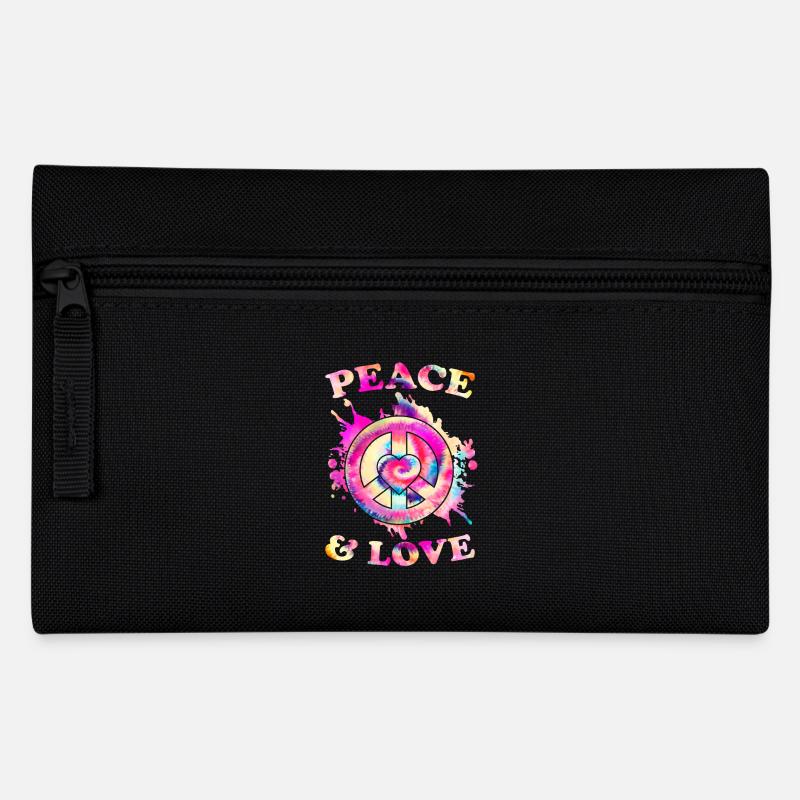 Frieden Liebe Hippie - Federtasche - Schwarz