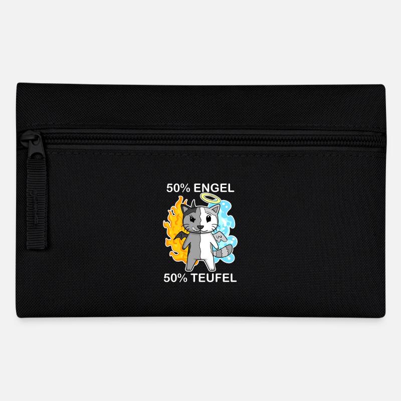 Katze Engel und Teufel - Federtasche - Schwarz