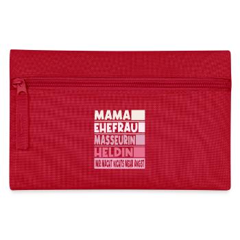Masseurin Mama Ehefrau Heldin - Federtasche - Rot - Vorne