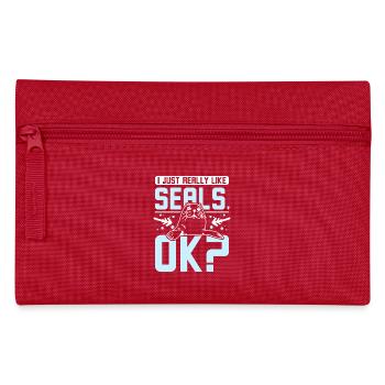 I just really like seals ok? - Pencil Case - red - Front