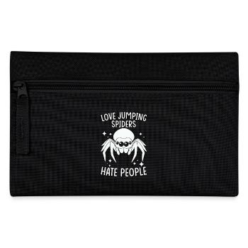 Springspinne Spruch - Federtasche - Schwarz - Vorne