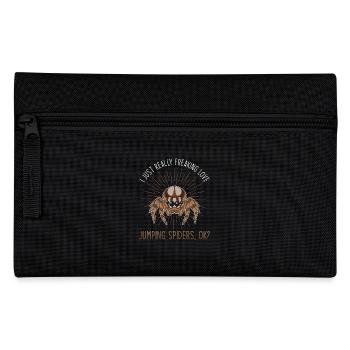 Springspinne Spruch - Federtasche - Schwarz - Vorne