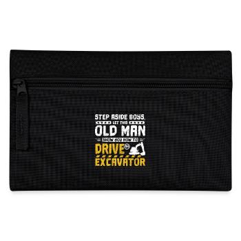 Un vieil homme conduit une excavatrice - Trousse - noir - Devant