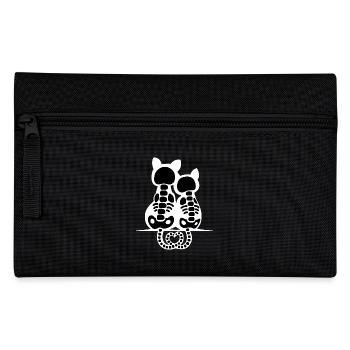 Unheimlich Nette Katze Skelett Knochen Herz Schwanz Halloween - Federtasche - Schwarz - Vorne