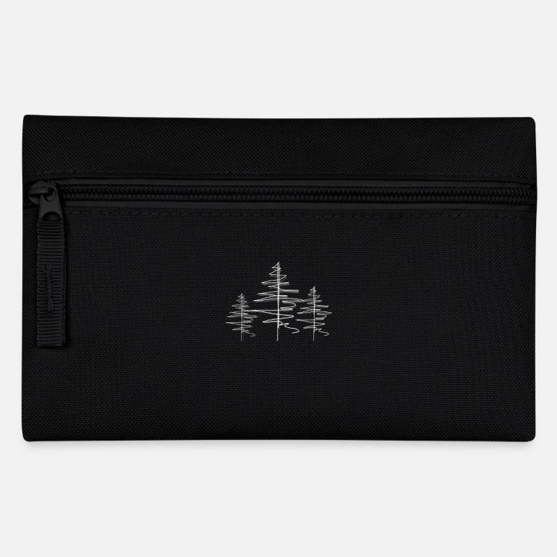 Baum Wald Lineart - Federtasche - Schwarz