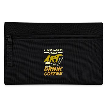 Make art and drink coffee - Pencil Case - black - Front