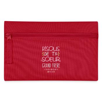 Bisous de ta petite soeur grand frère naissance - Trousse - rouge - Devant