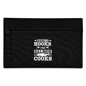 When it hook the salmon cooks fly fishing - Pencil Case - black - Front