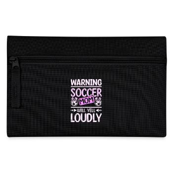 Warning soccer mom will yell loudly - Federtasche - Schwarz - Vorne