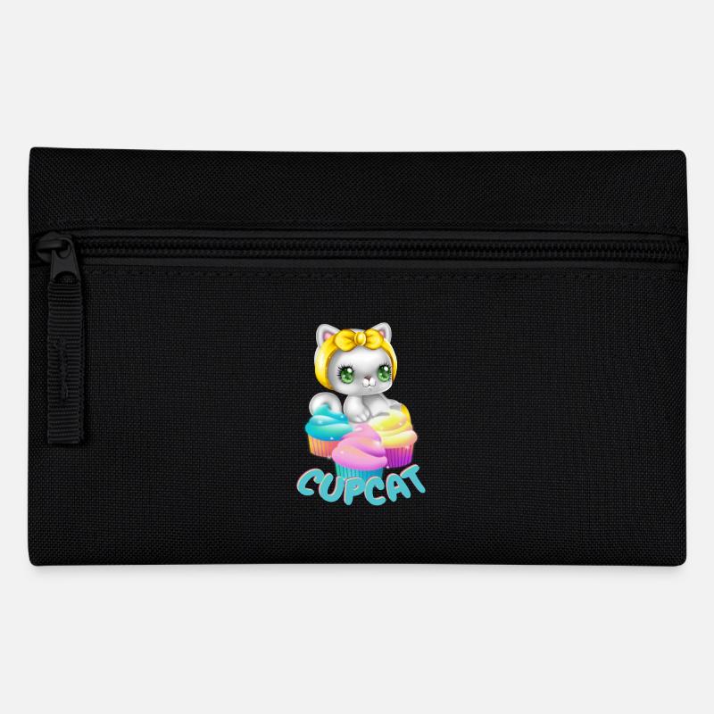 Cat with Muffin - Cupcat- Cat Tshirt - Pencil Case - black
