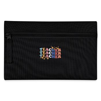 Lehrerin Geschenk mit Blumen - Federtasche - Schwarz - Vorne