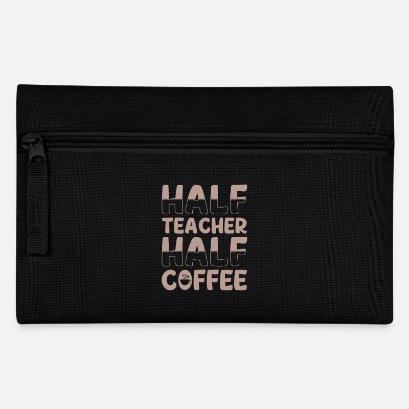 Halb Lehrer Halb Kaffee - Federtasche - Schwarz