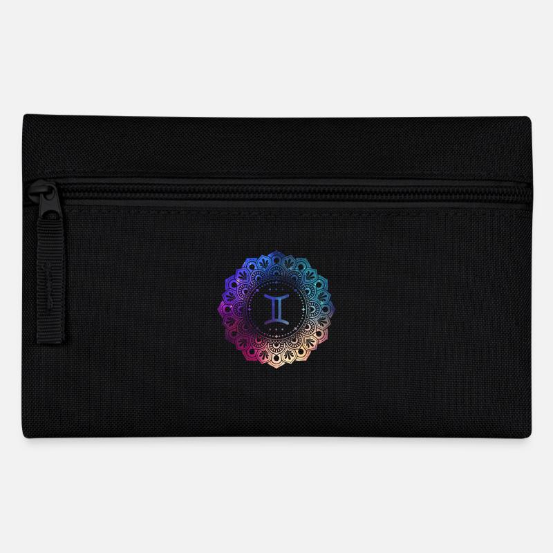 Zwillinge Sternzeichen Symbol Mandala - Federtasche - Schwarz