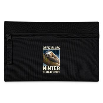 Faultier Winter Schlafshirt Weihnachten Schlaf - Federtasche - Schwarz - Vorne