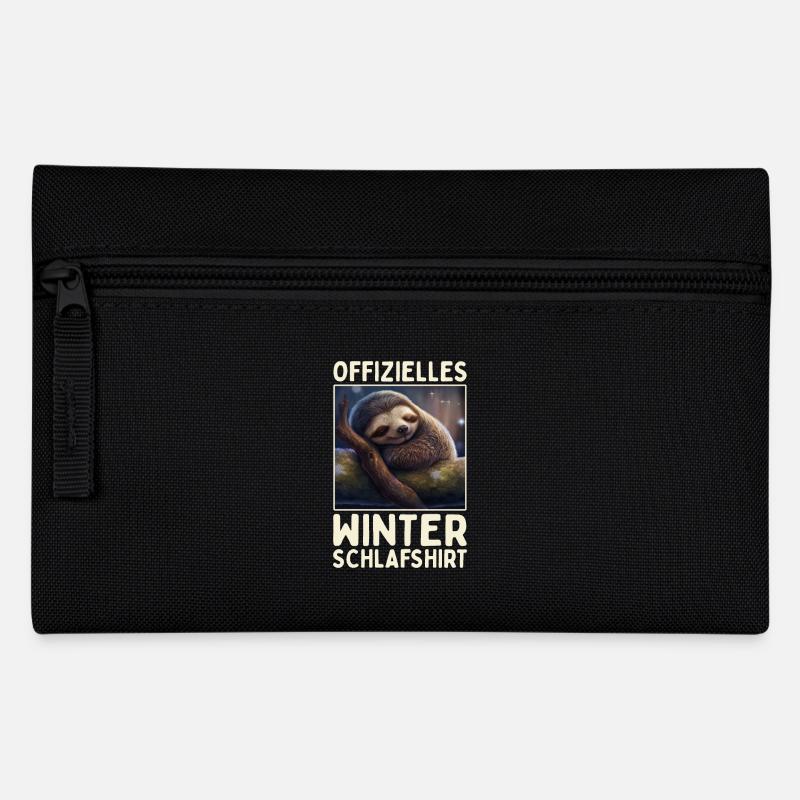 Faultier Winter Schlafshirt Weihnachten Schlaf - Federtasche - Schwarz