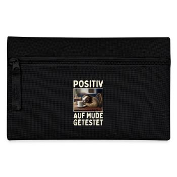 Positiv Auf Müde Getestet Morgenmuffel Faultier - Federtasche - Schwarz - Vorne