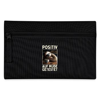 Positiv Auf Müde Getestet Morgenmuffel Faultier - Federtasche - Schwarz - Vorne