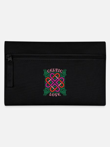 Keltisch, Kelten-Motiv, Kelten-Herz, Valentinstag - Federtasche - Schwarz