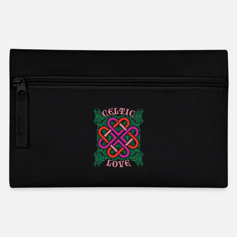 Keltisch, Kelten-Motiv, Kelten-Herz, Valentinstag - Federtasche - Schwarz