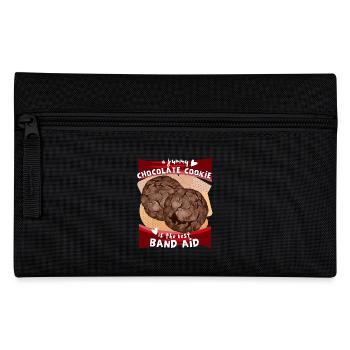 Chocolat, biscuits aux pépites de chocolat drôle de dicton - Trousse - noir - Devant